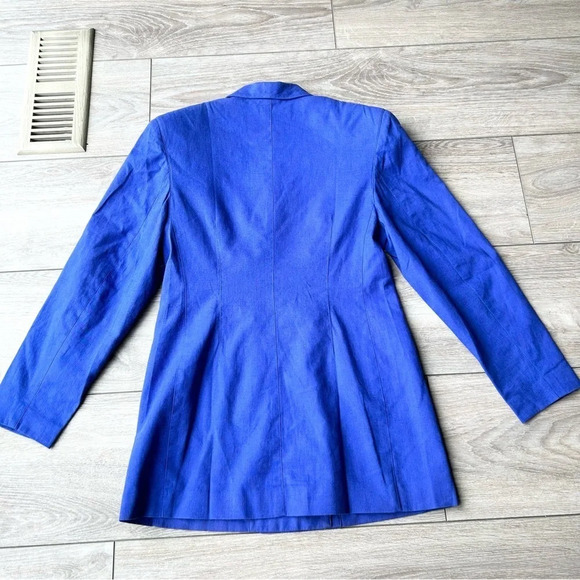 Vintage 81st & Park Linen Blend Blazer in Royal Blue - Picture 10 of 12